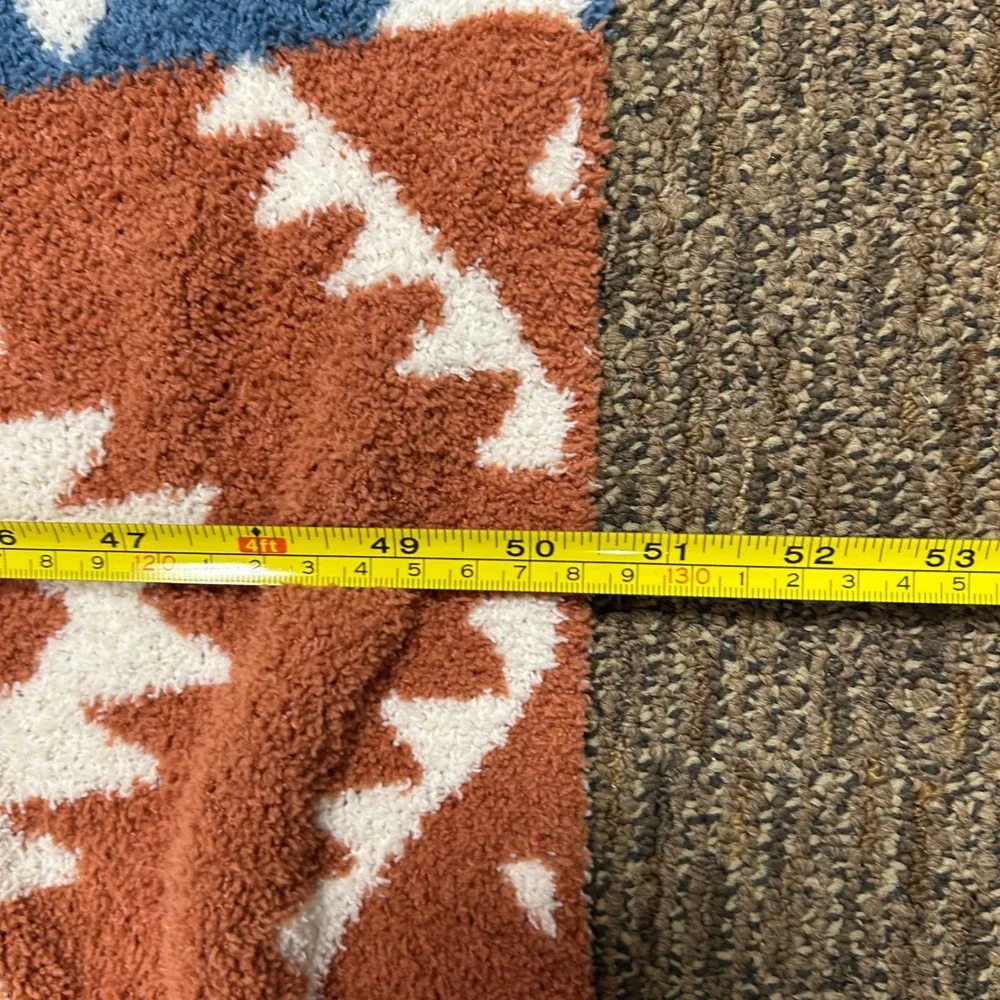 Hobby Lobby Throw Blanket 50x57 Orange Blue Geometric Southwestern Plush